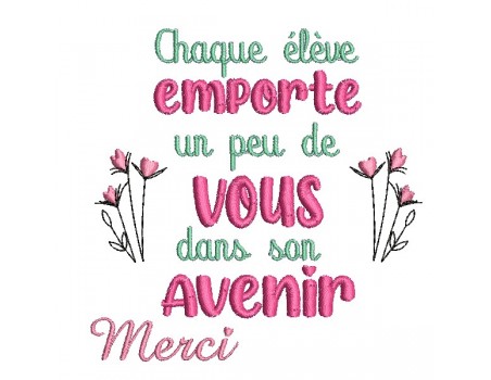 Motif de broderie machine merci à personnaliser