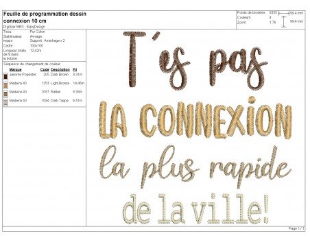 Motif de broderie machine t'es pas la connexion