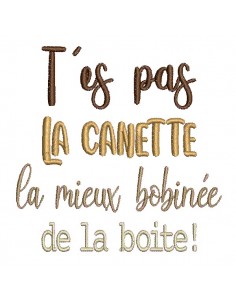 Motif de broderie machine t'es pas la canette