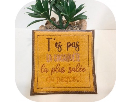Motif de broderie machine t'es pas la cacahuète