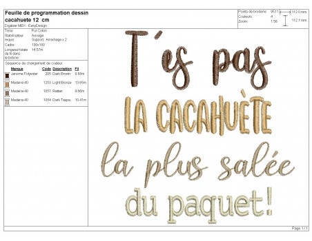 machine embroidery design  you're not the peanut