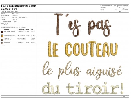 machine embroidery design  you're not the knife