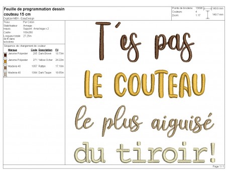 machine embroidery design  you're not the knife