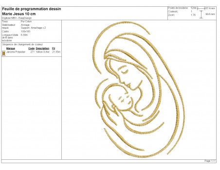 machine embroidery design  Mary and Jesus