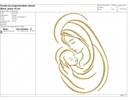 machine embroidery design  Mary and Jesus