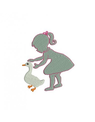Instant download machine embroidery girl and goose