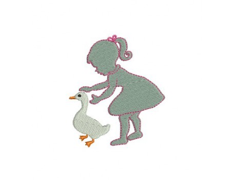 Instant download machine embroidery girl and goose