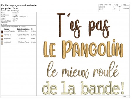 machine embroidery design you are not pangolin