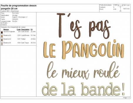 machine embroidery design you are not pangolin
