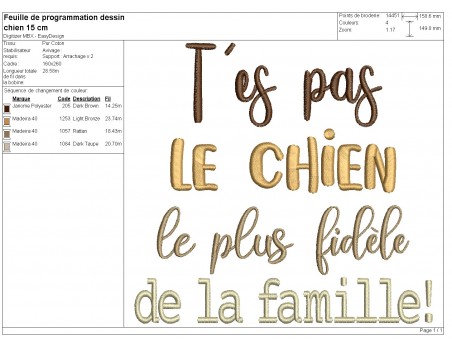 Motif de broderie machine t'es pas le chien