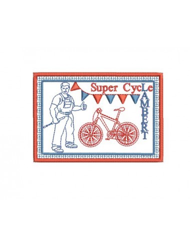 Motif de broderie machine plaque publicitaire vélo