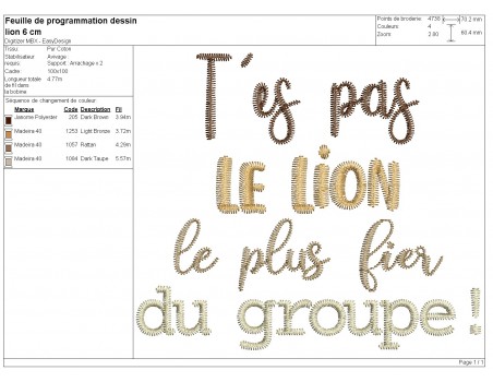 machine embroidery design you are not lion