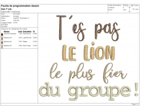 machine embroidery design you are not lion