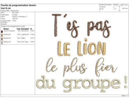 machine embroidery design you are not lion