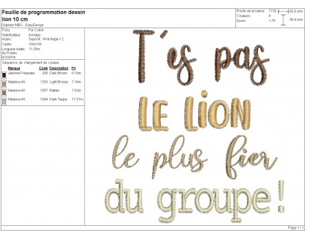 machine embroidery design you are not lion
