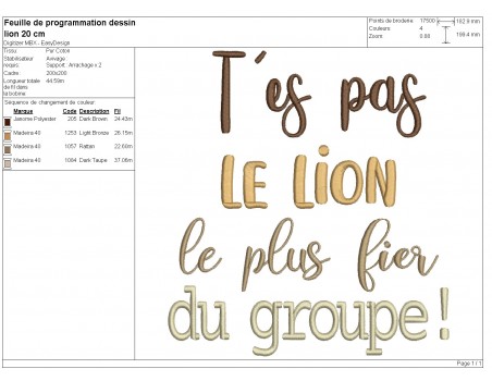 machine embroidery design you are not lion