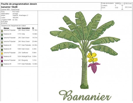 machine embroidery design banana tree