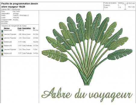 machine embroidery design  traveller's palm