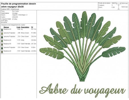 machine embroidery design  traveller's palm
