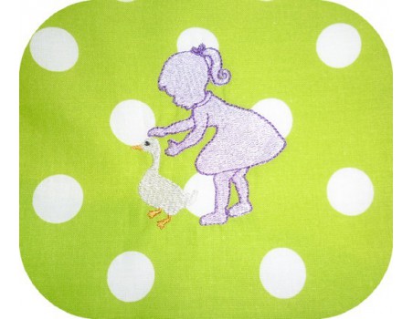Instant download machine embroidery  little girl and goose