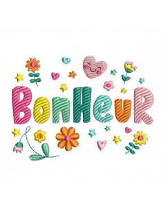 Motif de broderie machine bonheur