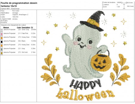 machine embroidery  design Halloween ghost