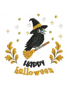 machine embroidery  design Halloween crow