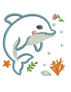 Motif de broderie machine dauphin en appliqué