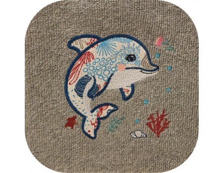 machine embroidery design applique dolphin