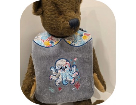 Motif de broderie machine pieuvre  en appliqué