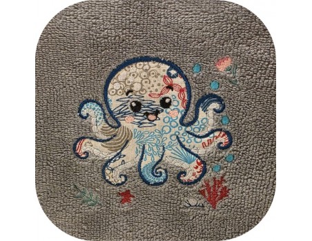 machine embroidery design applique octopus