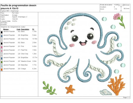 machine embroidery design applique octopus