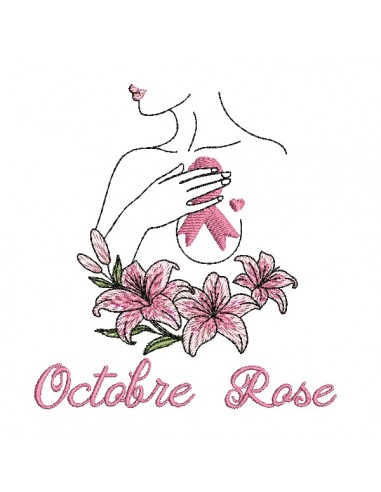 machine  embroidery design  free woman  october pink ribbon