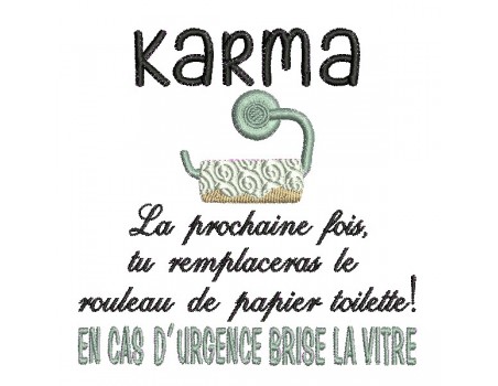 machine embroidery design karma toilet paper