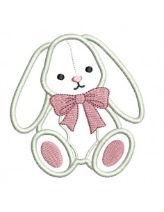 Motif de broderie machine lapin  en appliqué