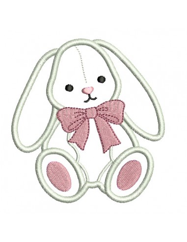Motif de broderie machine lapin  en appliqué