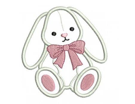 Motif de broderie machine lapin  en appliqué