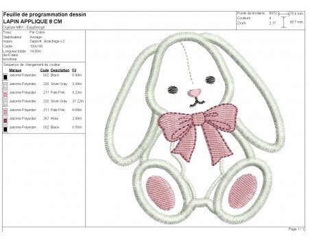 machine embroidery design applique rabbit