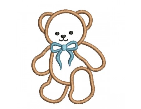 Motif de broderie machine ourson  en appliqué