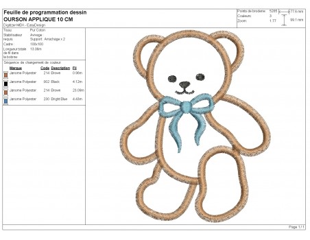 machine embroidery design applique bear