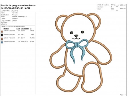 machine embroidery design applique bear