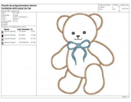 machine embroidery design applique bear