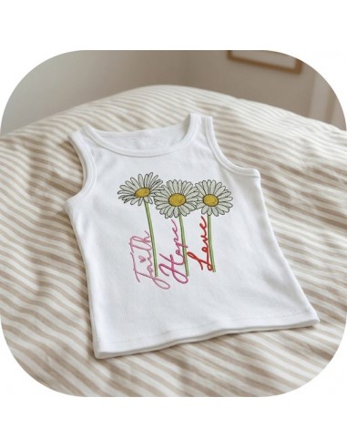 machine embroidery design  daisy trio