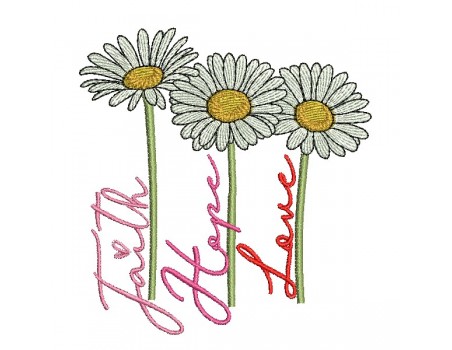 machine embroidery design  daisy trio
