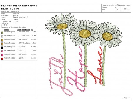 machine embroidery design  daisy trio