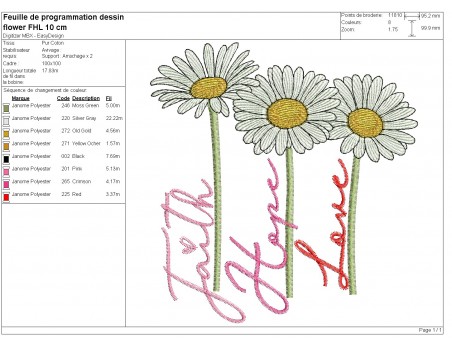 machine embroidery design  daisy trio