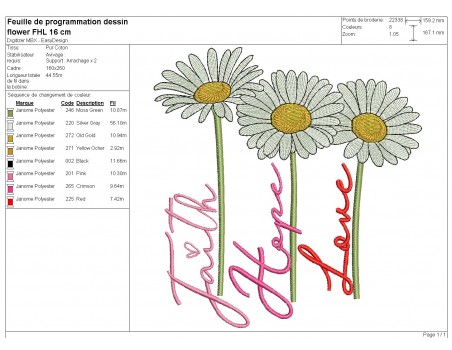 machine embroidery design  daisy trio