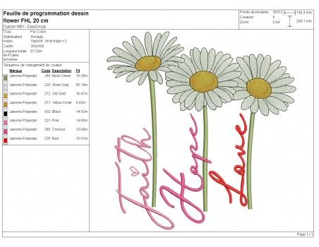 machine trio de marguerites en anglais