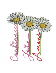 Motif de broderie machine trio de marguerites