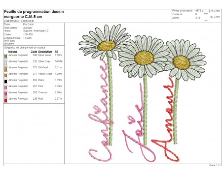 machine embroidery design daisys